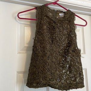 NWT olive green Zara lace crop top